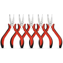 5-Pack Flat Nose Pliers 5 Inch, Flat Jaw Pliers for Jewelry Making, Smooth Jaw Duck Bill Plier with Spring Mechanism, Jewelry Making Tools for DIY, Craft, Repair