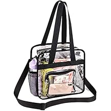 Clear Tote Bag Transparent Bag Large Capacity Toiletry Bag Clear Crossbody Bag with Adjustable Shoulder Strap and Zipper Closure for Stadium Work Gym