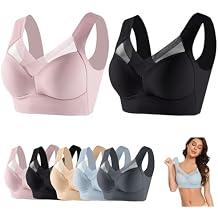 Lysine Charm Bras, Zenchic Bra Seamless Sexy Push up Wireless Bra, Posture Correcting Bras with Support (Pink+Black,XL), X-Large