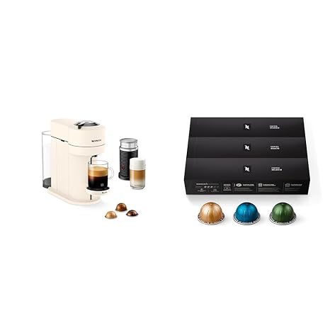 Nespresso Vertuo Next Deluxe Creamy White Bundle with Capsules
