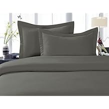 Elegance Linen 1500 Thread Count Wrinkle Resistant Ultra Soft Luxurious Egyptian Quality 3pc Duvet Cover Set, Solid, Full/Queen, Gray
