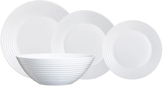 Luminarc Harena Dinnerware Plates and Dishes 19 PIEZAS white