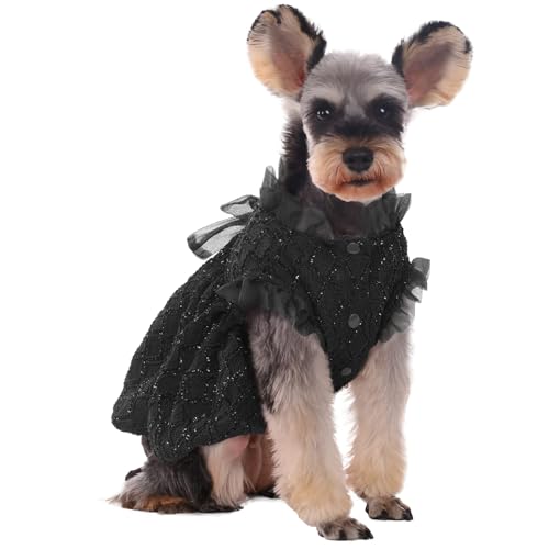 Kuoser Dog Dress, Cute Dog Dresses for Large Dogs Girl Elegant Puppy Tutu with Bow-Knot, Doggie Princess Costume Pet Outfit for Birthday Party Christmas Halloween Wedding, Black XL