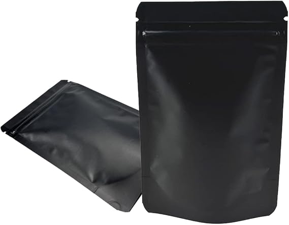 PABCK Stand-Up Resealable Mylar Foil Bags Frosted Black 50Pcs 3.35x5.1 inch | Heat Seal Mylar Bags 3.55mil Thick Foil Pouch for Zip Packaging Lock Food Storage Treats Powder (Inside Size 2.95x3.15 inch)