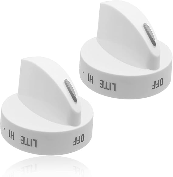 2Pcs Range Surface Burner Knob White Replacement Part 316442512