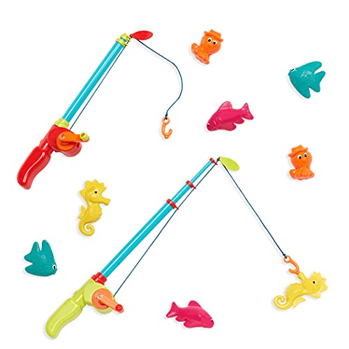 B. toys Little Fishers Kit Magnetic Fishing Adventure Set with Dual Rods, Eight Colorful Aquatic Figures Ideal Bath Time, Pool Activity Promoting Coordination 3 Years