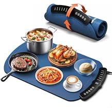 Warming Mat for Food, Food Warming Mat with 7 Temp Master Aadjustable Warming Tray, Thermochromic Line, Roll Up Buffet Hot Plates Heat Pad Full Sized Electrical
