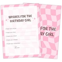 Birthday Party Game Card - Wish for The Birthday, Bday Party Games for Teen, Set of 20 pcs Wish Cards, Birthday Party Favor Activity Sleepover Party Decor Supplies - FS274