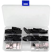 20Set Premium USB Connector with Shell Type-A Male(10SET) and Type-A A 2.0 Female 4 Pin Plug Connector Jack Socket DIY(10SET)