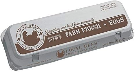 Local Hens 12-Egg No Grade/No Size Flat Top Paper Pulp Egg Carton with UPC - 50 Pack