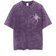 EMMIOL Men's Spider Graphic Grunge T Shirts Crew Neck Loose Fit Tees Solid Streetwear Cotton Tops Vintage Design