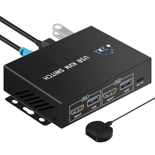 KVM Switch hdmi 1 Monitors 2 Computers 4K@60Hz,usb3.0 Devices Keyboard Mouse Printer USB switcher,2 Computers one Monitor Switch,with Desktop Controller Button switches