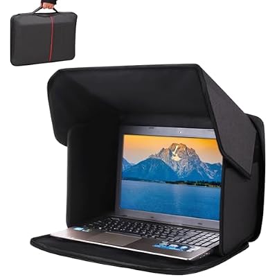 Portable Laptop Sun Shade Foldable Laptop Privacy Shield Blocks Sunlight Working Outside,Computer Anti Glare Shield Privacy Hood Case Fits 12-14inPatent Pending