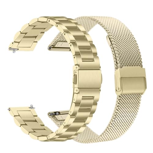 TRUMiRR Band Sets for Venu 3S  Venu 4 41mm Women Soft Gold Smart Watch, Stainless Steel Metal Watchband  Mesh Strap for Garmin Venu 2S  Forerunner 265S