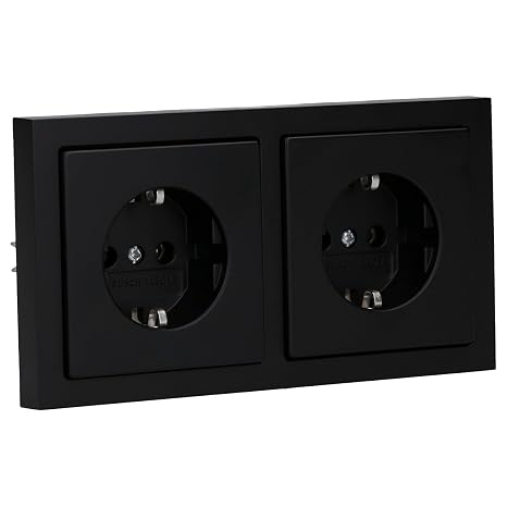 Busch-Jaeger Future Linear 2-Way Schuko Sockets + Frame Matte Black
