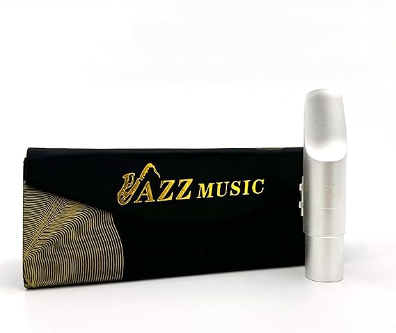 iron triangleSaxophone Silver-Plated Metal Mouthpiece/Saxophone Mouthpiece Kit/One-piece Ligature/Adjustable Facing/Bright Tone/Easy to Play/Facing Size 5-7 (Alto)