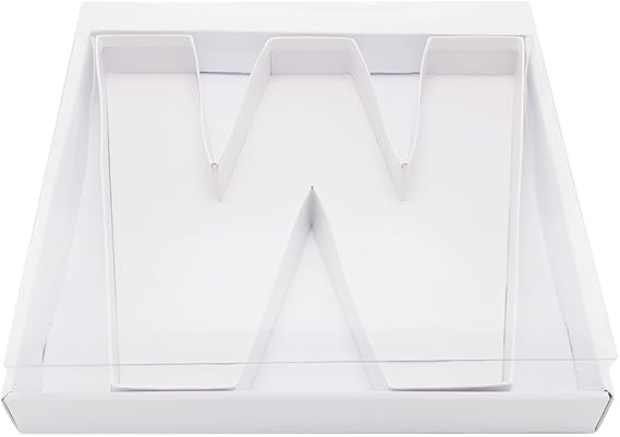 WENPACK 12.5" Cardboard Letter Shaped Charcuterie Mache Strawberries Fillable Sweet Box with Clear Lid (White, W)