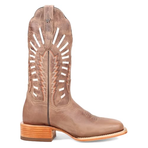 Dan Post Boots Womens Lacey Embroidered Square Toe Casual Boots Mid Calf Low Heel 1-2 - Brown