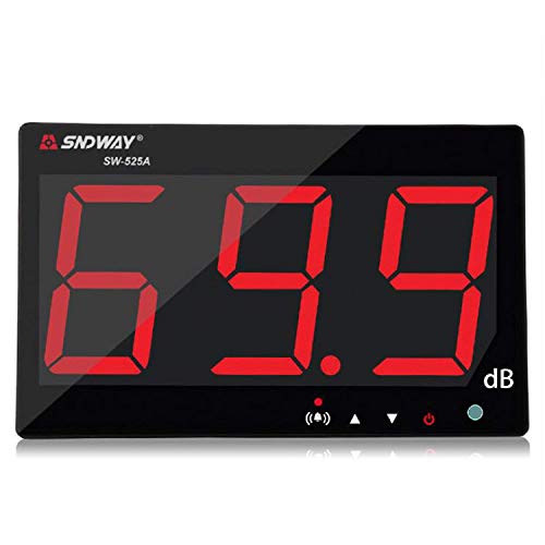 SNDWAY SW-525A 30-130dB Digital Sound Level Meter with Large LCD Display Noise Meter Decibel Wall Mounted Hanging 525A