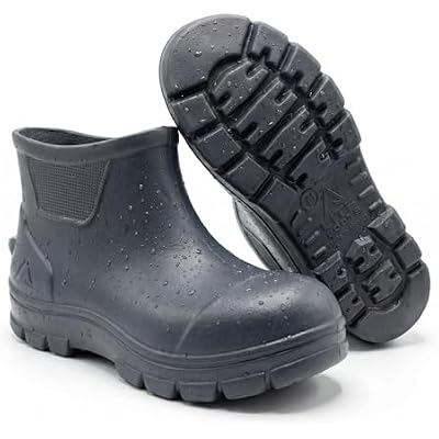 Waterproof Deck Boots for Men | Lightweight, Anti-Slip Rubber Rain Boots, 10 oz each | Pull-On Fishing & Ankle Boots for Sailing, Boating, Docks, Camping | Garden Boots for Everyday