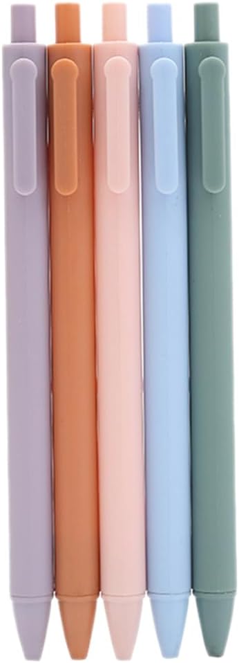 NOLITOY 5PCS 0.5mm Fine Point Press Type Gel Pens, Smooth Writing & Aesthetic Design for Office and School Supplies