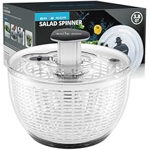 Smile mom Salad Spinner Small Lettuce Spinner Kitchen Gadgets Vegetable Washer, High Efficiency for Home Kitchen Washing & Drying Leafy Vegetables, One-Handed Handle Easy Press 3.8 Qt White