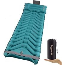 Sleeping Pad with Pillow, Self Inflating Extra-Thick, Ultralight Sleeping Mat, Built-in Pump, Ultimate for Camping, Hiking, Traveling, Airpad, Carry Bag, Compact & Lightweight Air Mattress (Peacock)