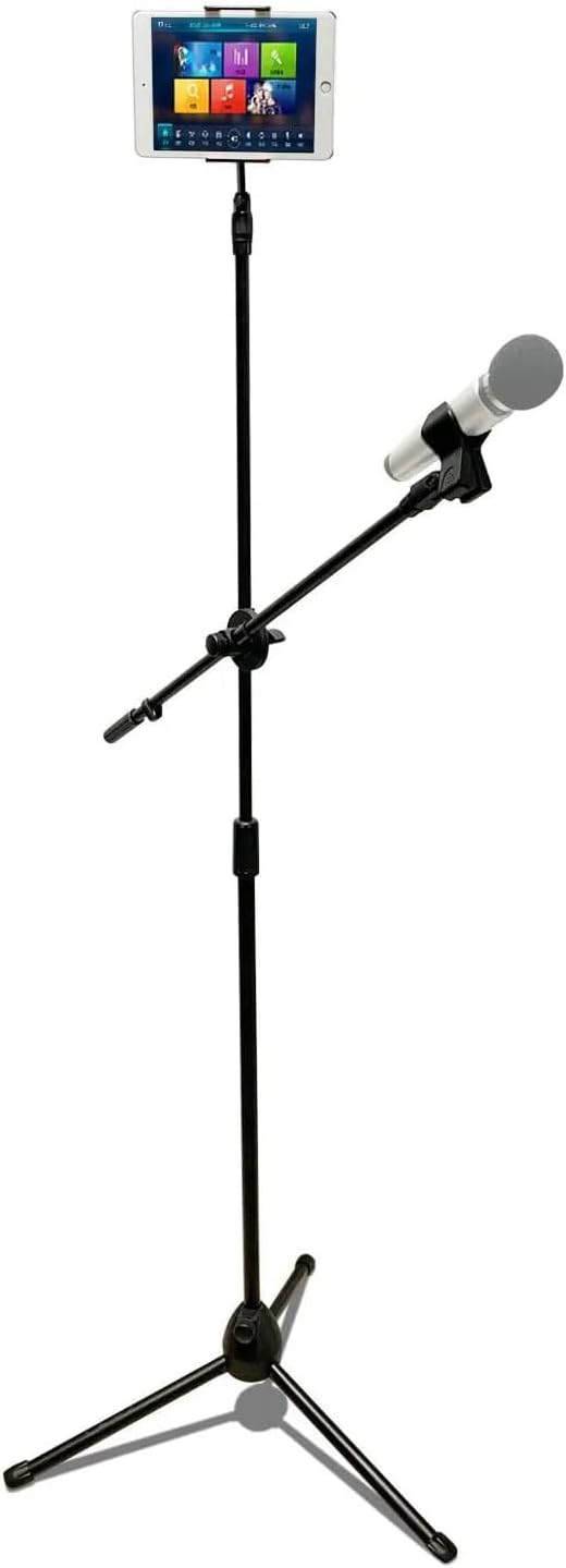 Coverzone 190cm Maximum Length Microphone Stand Multi Functional 2in1 Microphone and Tablet Stand Foldable Angle Adjustable Floor Top - Live music Microphone phone stand 103SP