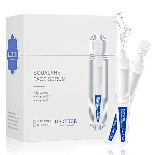 Squalane  Ceramide Face Serum with Vitamin E, Vitamin B5 and Vitamin A derivative, Deep Hydration & Skin Barrier Repair & Plump Skin, Lightweight Non-Greasy 15 Single-Use Ampoules