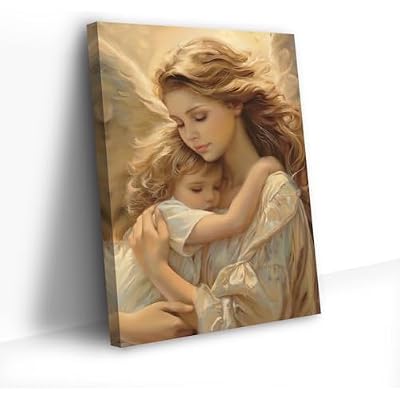 PBXBJY Virgin Mary Canvas Wall Art Catholic Pictures Print Christian Spiritual Painting Print Church Prayer Room Office Decor Frame Virgin Mary - 3, 12.00 x 18.00