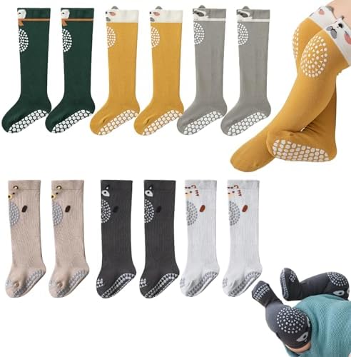 Baby Toddler Knee High Non-skid Socks Boy Girl Crawling Socks with Grips Infant Nonslip Floor Tube Stockings