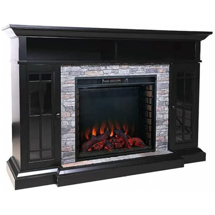 Bennett 66 inch Freestanding Electric Fireplace TV Stand - Farmhouse Ebony, ASMM-017-2866-S502-T