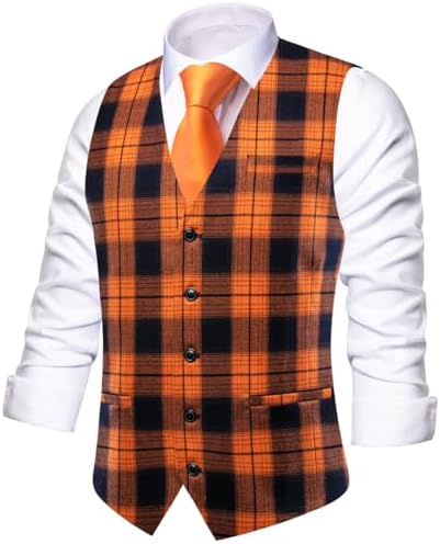 Hi-Tie Mens Suit Vest V-neck Sleeveless Single Breasted Formal Business Wedding for Tuxedo Dress Waistcoat