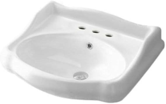 030200-U-Three Hole 1837 Classic Style Ceramic Wall Mounted Sink, White