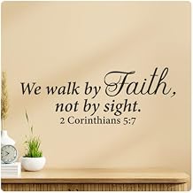 My Vinyl Story - We Walk by Faith 2 Corinthians 5:7 - Inspirational Motivational Wall Decal Sticker Quote, Religious Bible Verse Scripture Vinyl Art for Home Bedroom - Removable (Black, 28x10 inches)