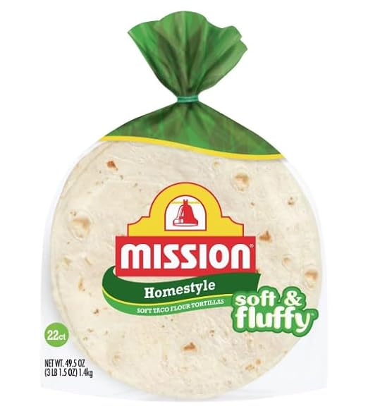 Mission Soft Taco Homestyle Flour Tortillas 8-inch, 49.5oz, 22 count (2 packs)