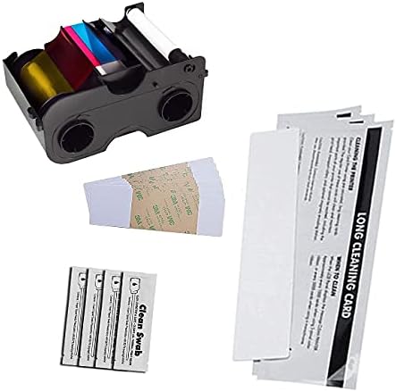 Fargo 45000 YMCKO Ribbon and DuraClean DC 86177 Cleaning Kit for Fargo DTC1250e Printer
