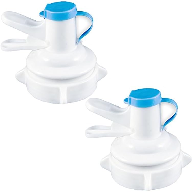 Water Dispenser Valve for 55mm Crown Top Bottles Reusable 5 Gallon Water Jug Spigot Faucet with Dust Cap, Leak-Proof, Food-Grade PP, Easy One-Hand Flow Control, 2-Pack