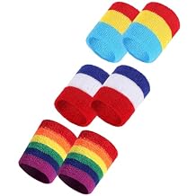 3Pair Colorful Sports Wristbands,Cotton Sweatband Wristbands Wrist Sweatbands Wrist Sweat Bands for Men and Women,Good for Tennis,Basketball,Running,Gym,Working Out