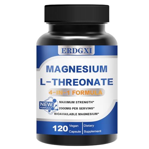 Magnesium L-threonate Supplement 2000mg,Magnesium Threonate with Vitamin C & Vitamin D3,High-Absorption,Max Potency,Support Clarity,Zzz &Immune,Non-GMO & Gluten Free,120 Capsules Pack of 1