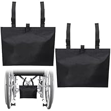 Threlaco 2 Pcs Urine Drainage Bag Holder Canvas Catheter Bag Covers for Wheelchairs Chair Bed Under Basket with Adjustable Straps for Foley Infusion Nephrostomy Bags, 15 x 11 x 9 in(Black)