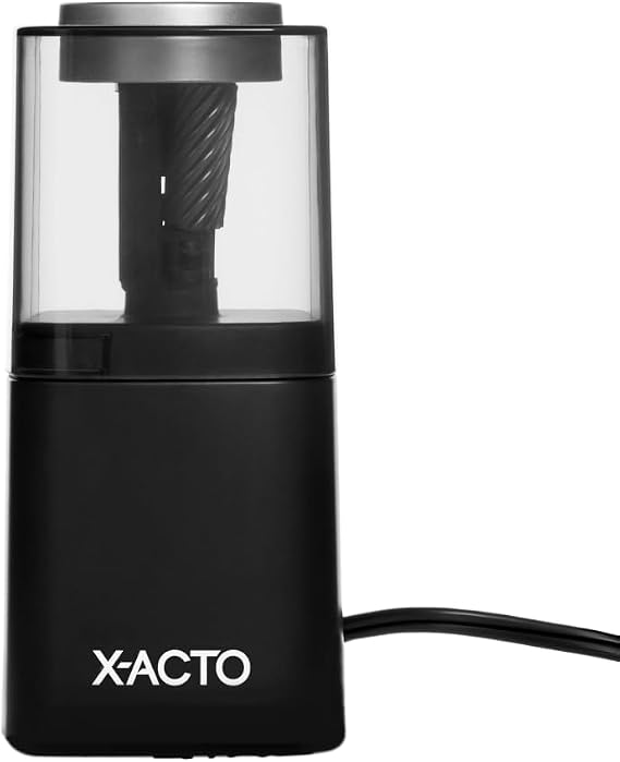X-Acto 2012688 Model 1799 Powerhouse Heavy-Duty Electric Pencil Sharpener, Black, Quiet Operation, Hardened Helical Cutter for Maximum Precision and Durability, Suction Cup Feet for Safety