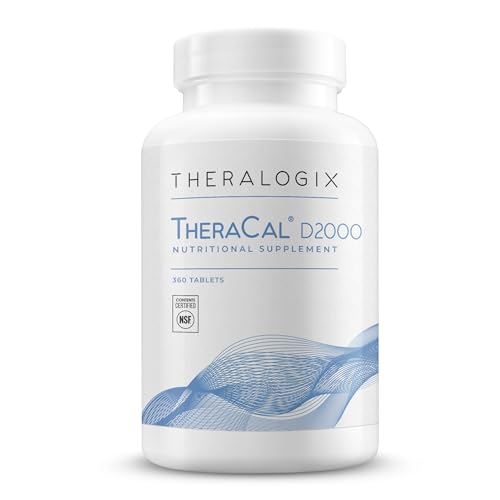 Theralogix TheraCal D2000 - Bone Health Support Supplement with Calcium, Magnesium, Vitamin D3, Vitamin K2 & Boron - 90-Day Supply - NSF Certified - 360 Tablets