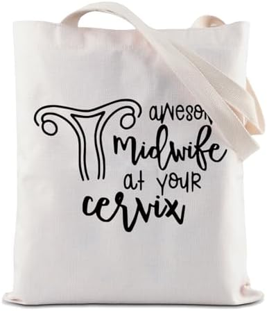 ZJXHPO Midwife Gifts Midwife Appreciation Gift Awesome Midwife at Your Cervix Cosmetic Bag Doula Nurse Gift Midwife Canvas Bag