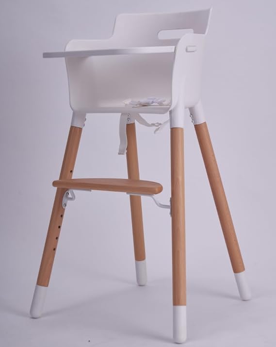 Dreny 3-in-1 Wooden Baby High Chair | Adjustable Footrest & Removable Tray - Off White