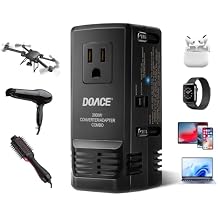 Upgraded 2000W 220V to 110V Converter for European, Voltage Converter US to Europe for Hair Dryer Steam Iron, All in One EU/UK/AU/US Worldwide Plug Adapter Mode for Tablet Camera Cell Phone