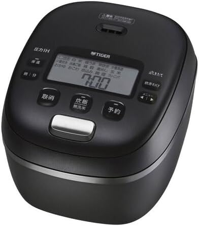 TIGER Thermos タイガー魔法瓶 Rice Cooker, 5.5 Cups, Pressure IH Type, Foam Fire Cooking, Earthenware Pot with Kamado Coating, Matte Black JRI-A180