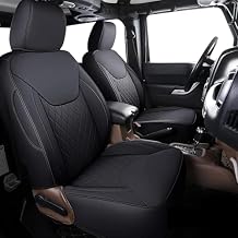 Coverado Seat Covers for Jeep Wrangler JK JL, Leather Front Seat Covers for Truck Automotive Wrangler Seat Covers Custom Fit for 2007-2017 Jeep Wrangler 2-Door/4-Door(Black)