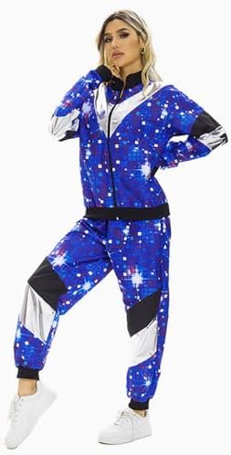 80s Tracksuit Unisex Outfit 90s Sportswear Hip Hop Costume Windbreaker Track Suits Sets