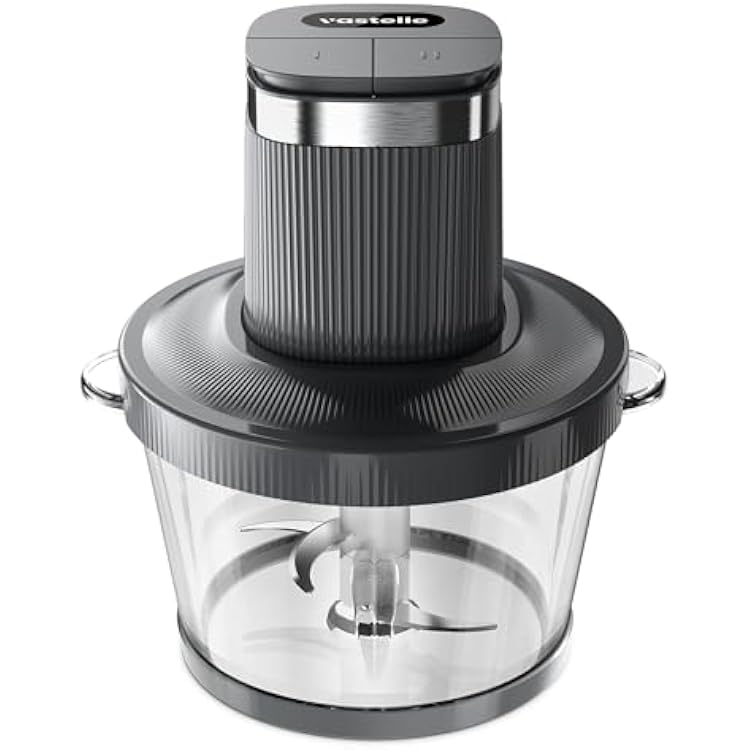 Food Processors,VASTELLE Electric Food Chopper with Bi-Level Blades, Meat Grinder and Vegetable Chopper for Baby Food, Meat, Onion, Nuts, 8 Cup BPA-free Glass Bowl, 2 Speed, Grey